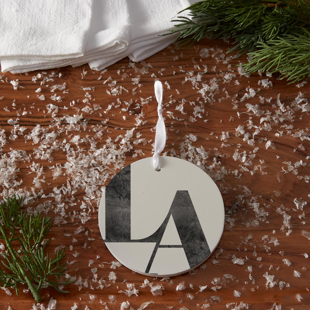 Modern White Louisiana Initials| Wood Ornament | Eaches | Min 6