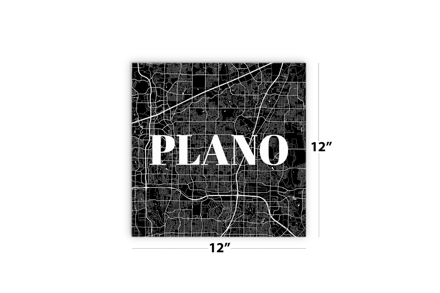 Minimalistic B&W Texas Plano Map | Wood Sign | Eaches | Min 2