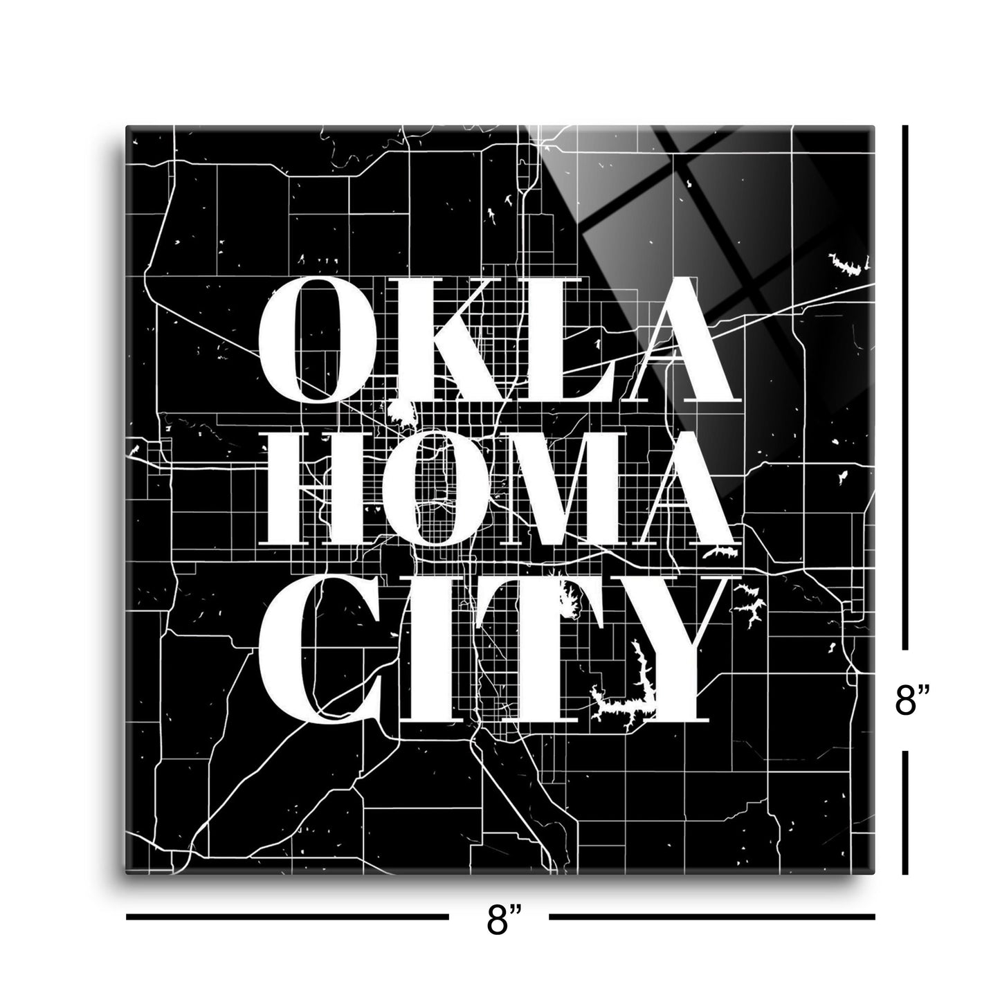 Modern Oklahoma City Map | Hi-Def Glass Art | Eaches | Min 2