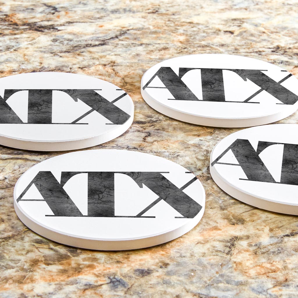 Minimalistic B&W Texas Austin White Initials | Absorbent Coasters | Set of 4 | Min 2