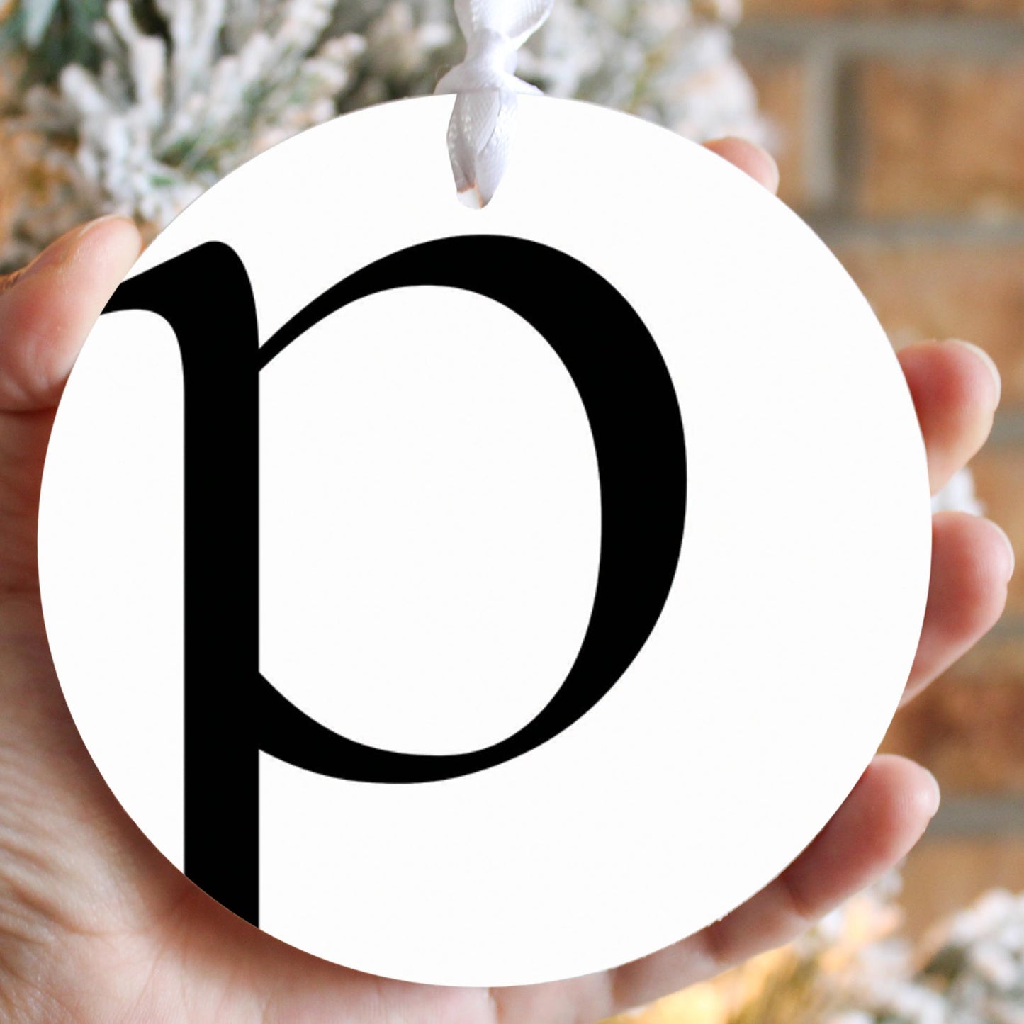 Minimalist Monogram P Circle| Wood Ornament | Eaches | Min 6