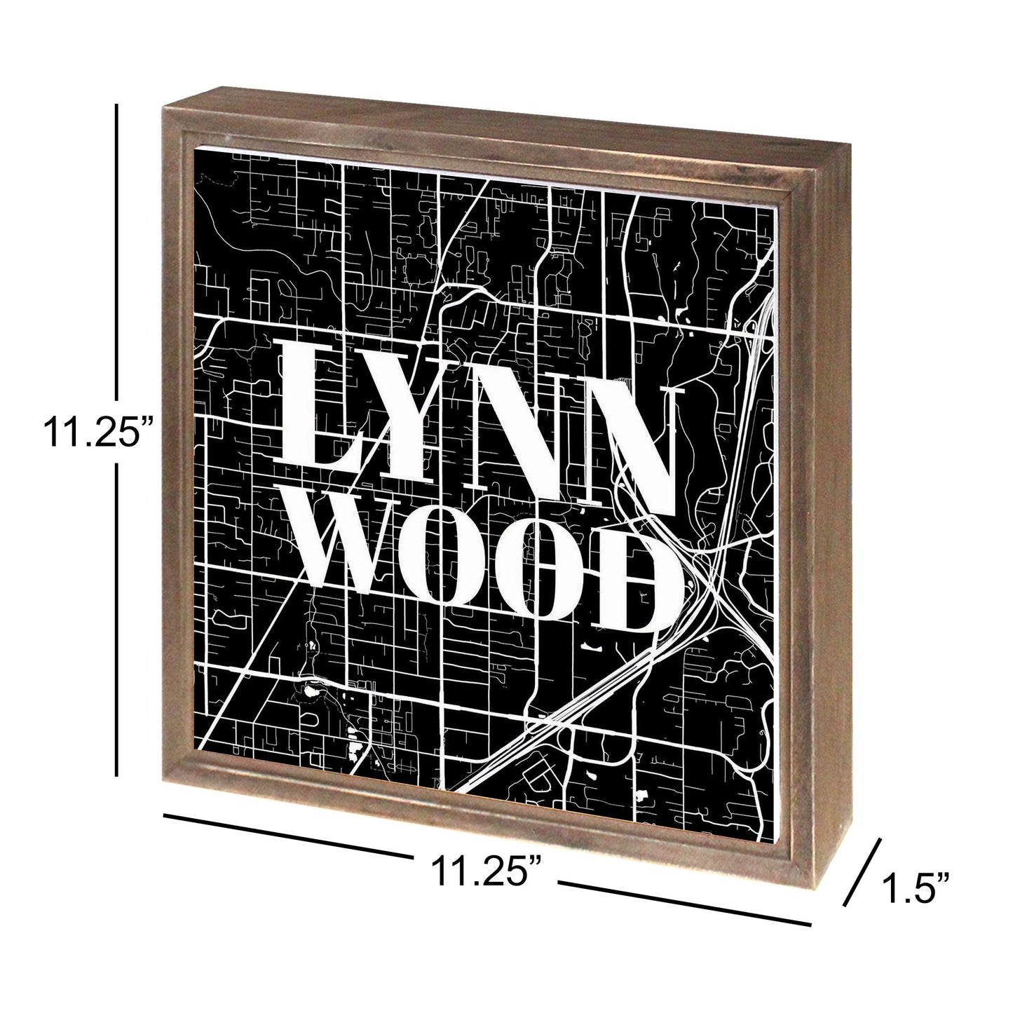 Minimalistic B&W Washington Lynnwood Map | Wood Sign | Eaches | Min 1