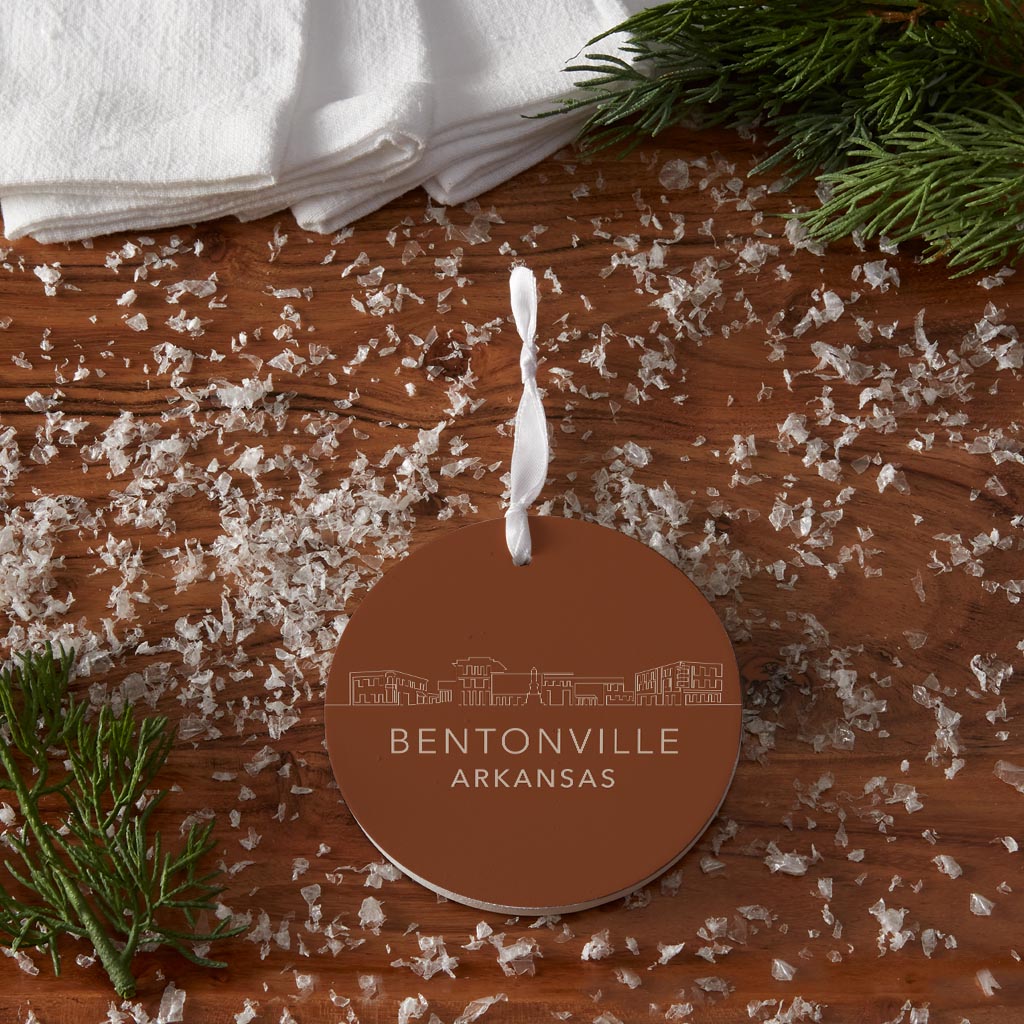 Modern Minimalist Arkansas Bentonville Skyline State | Wood Ornament | Eaches | Min 6