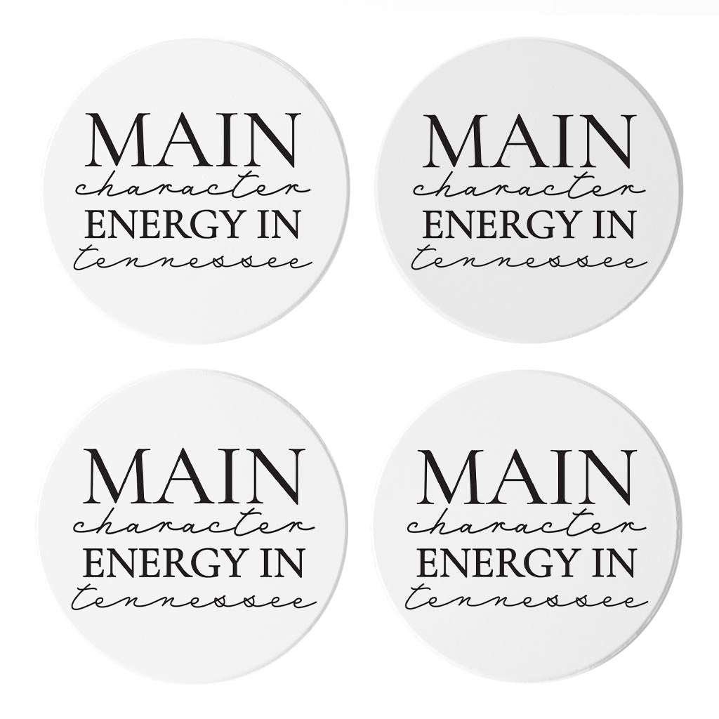 Minimalist B&W Tennessee Main Character Energy | Absorbent Coasters | Set of 4 | Min 2