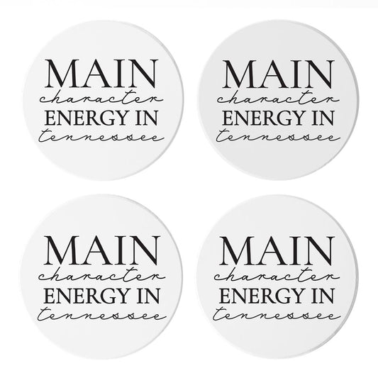 Minimalist B&W Tennessee Main Character Energy | Absorbent Coasters | Set of 4 | Min 2