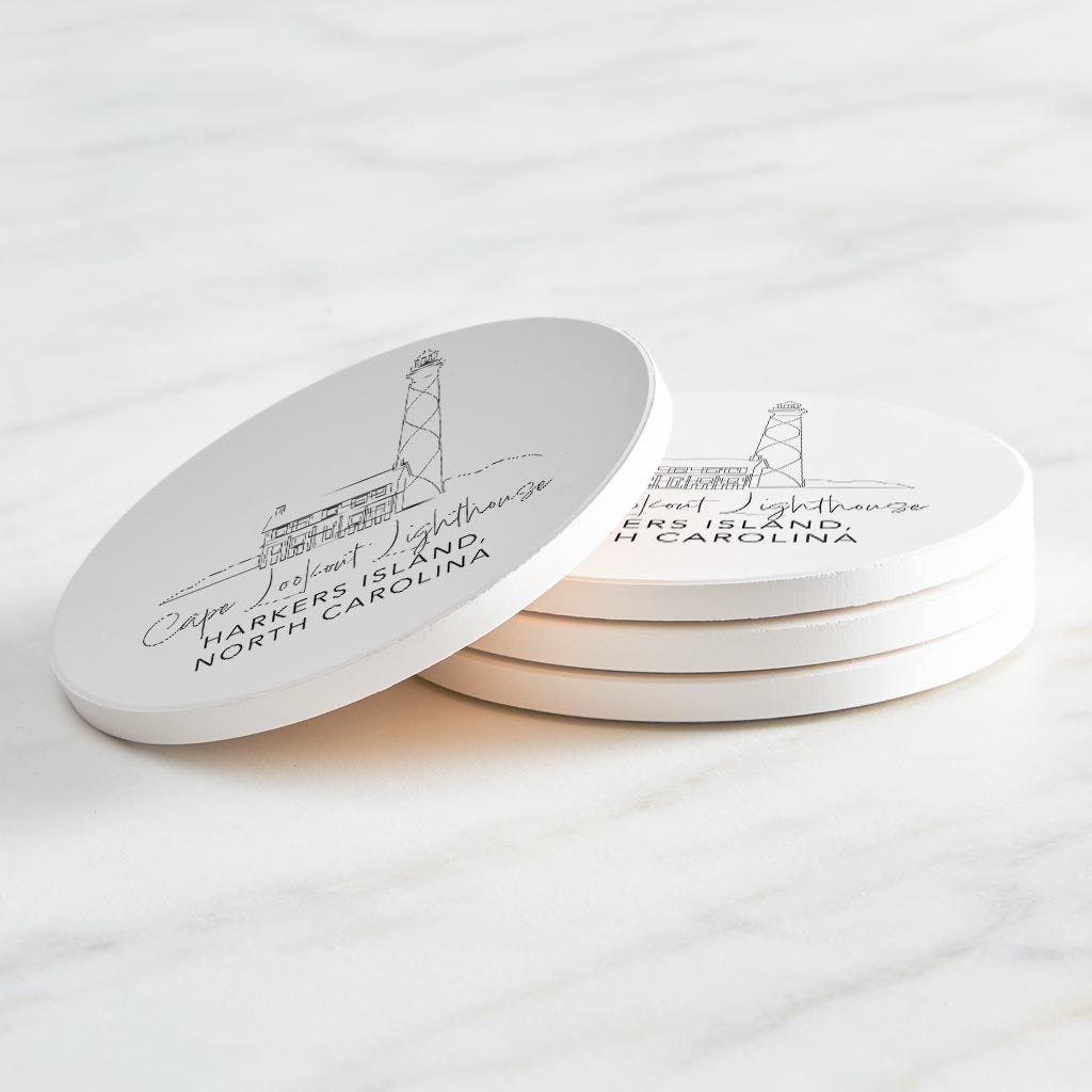 Cape Lookout Lighthouse| Absorbent Coasters | Set of 4 | Min 2