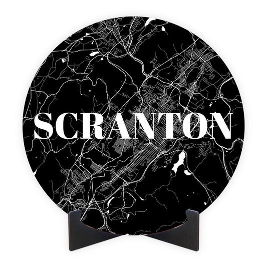 Minimalistic B&W Pennsylvania Scranton Map | Wood Sign | Eaches | Min 1