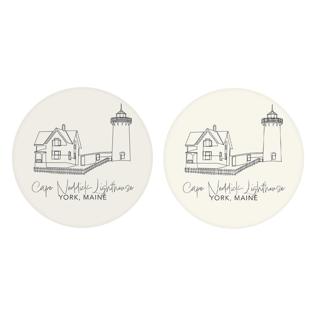 Cape Neddick Lighthouse| Absorbent Car Coasters | Set of 2 | Min 4