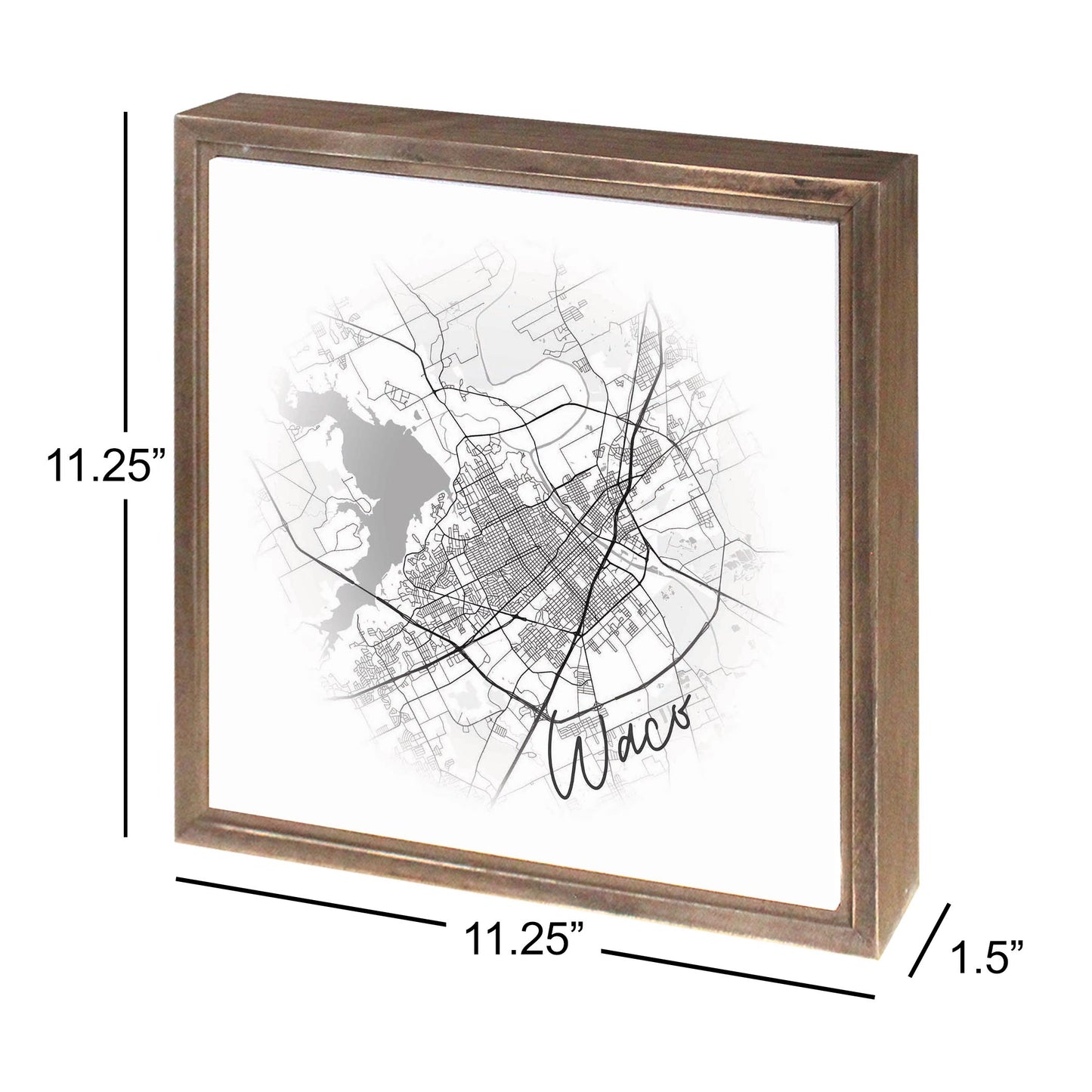 Minimalistic B&W Texas Waco Circle Map | Wood Sign | Eaches | Min 1