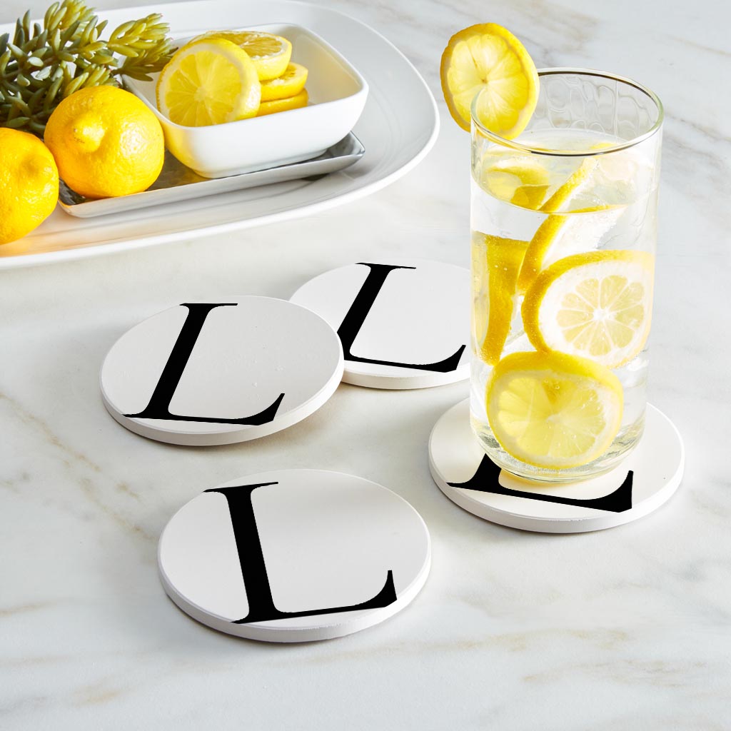 Minimalist Monogram L Circle | Absorbent Coasters | Set of 4 | Min 2