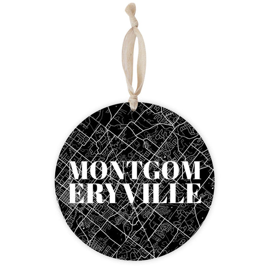 Minimalistic B&W Pennsylvania Montgomeryville Map | Wood Ornament | Eaches | Min 1