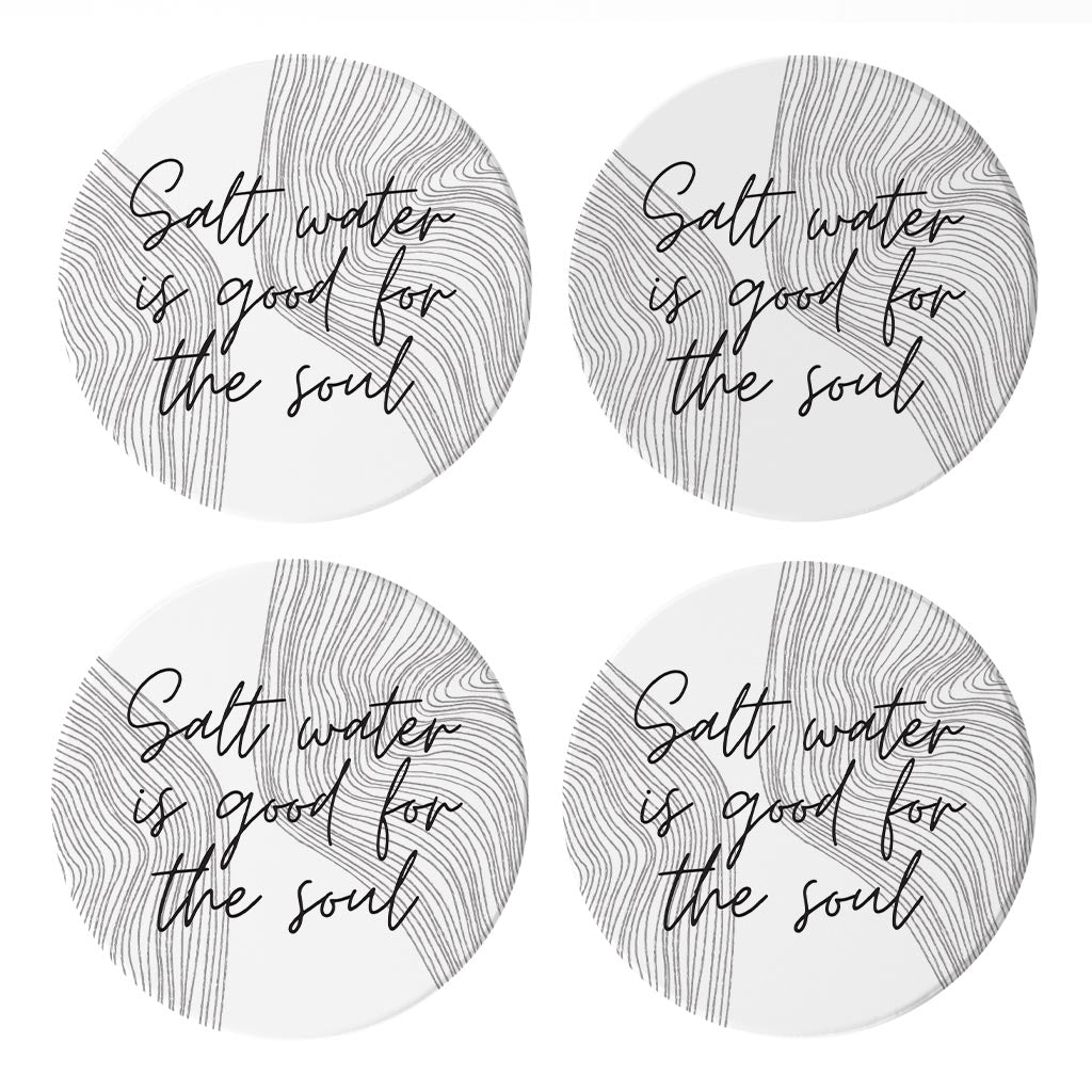 Minimalistic B&W Cape Cod Salt Water | Absorbent Coasters | Set of 4 | Min 2