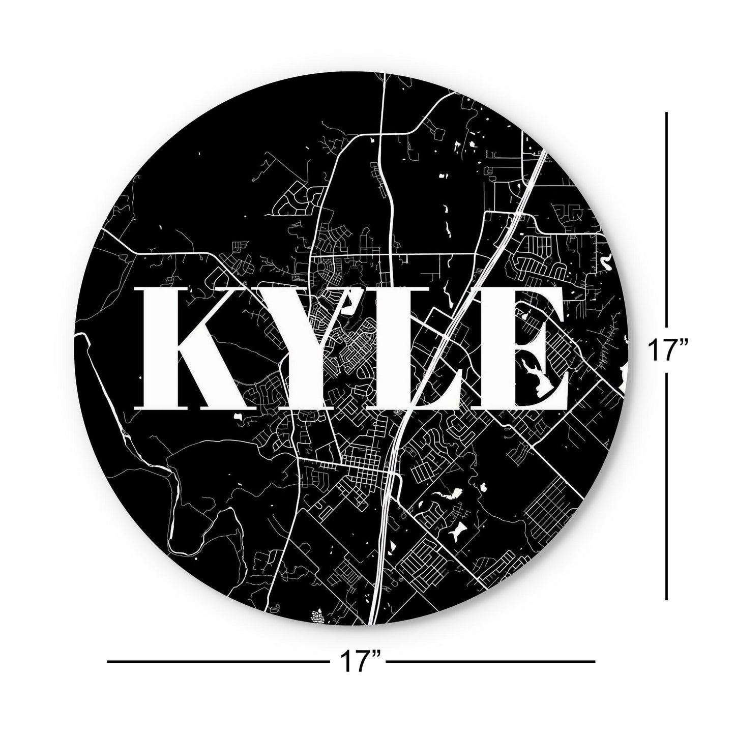 Minimalistic B&W Texas Kyle Map | Wood Sign | Eaches | Min 1