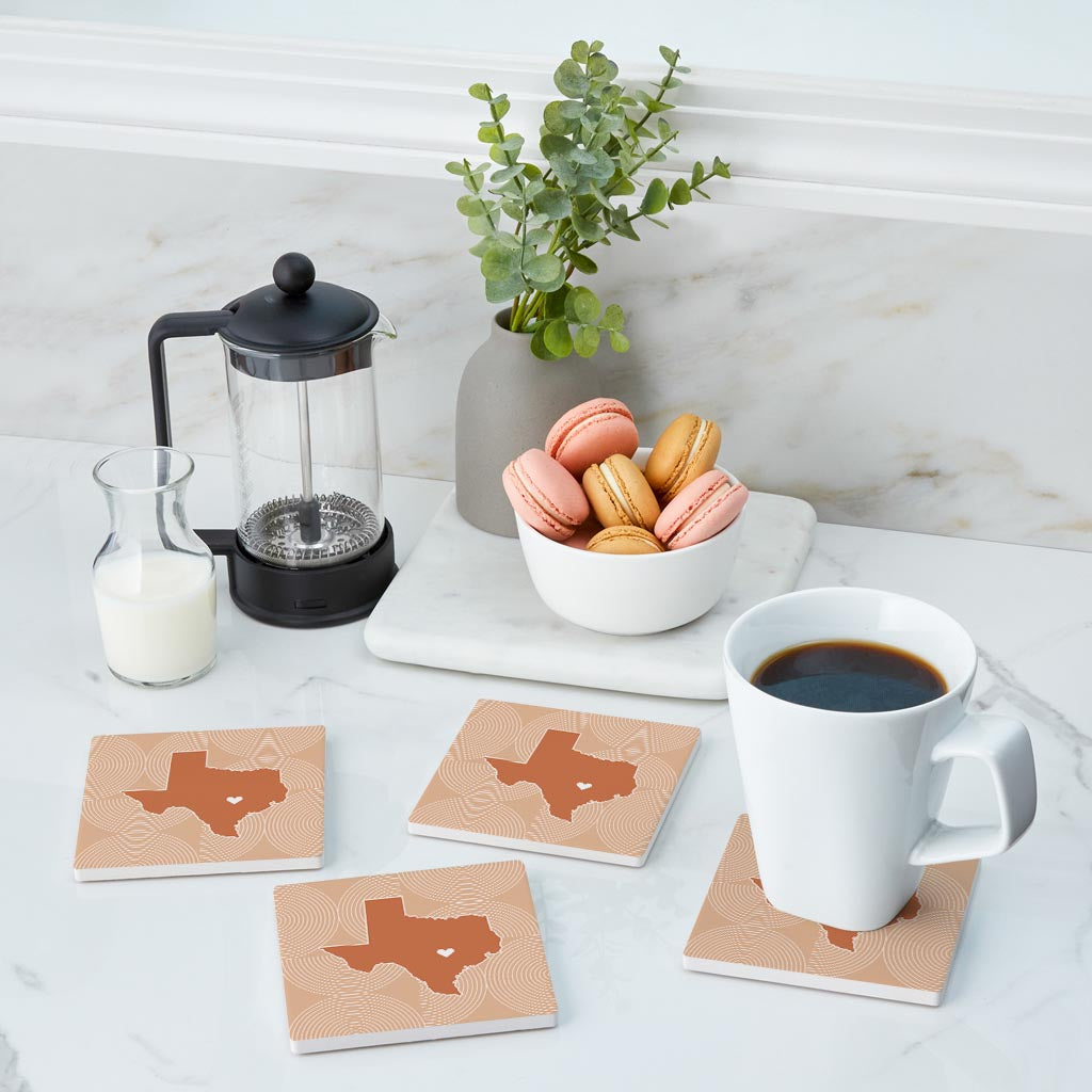 Modern Minimalist Texas Austin Heart | Absorbent Coasters | Set of 4 | Min 2