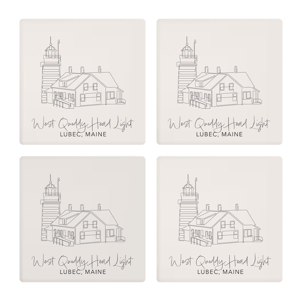 West Quoddy Head Light Muted Coastal | Absorbent Coasters | Set of 4 | Min 2