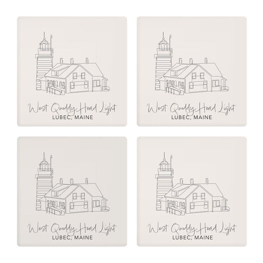 West Quoddy Head Light Muted Coastal | Absorbent Coasters | Set of 4 | Min 2