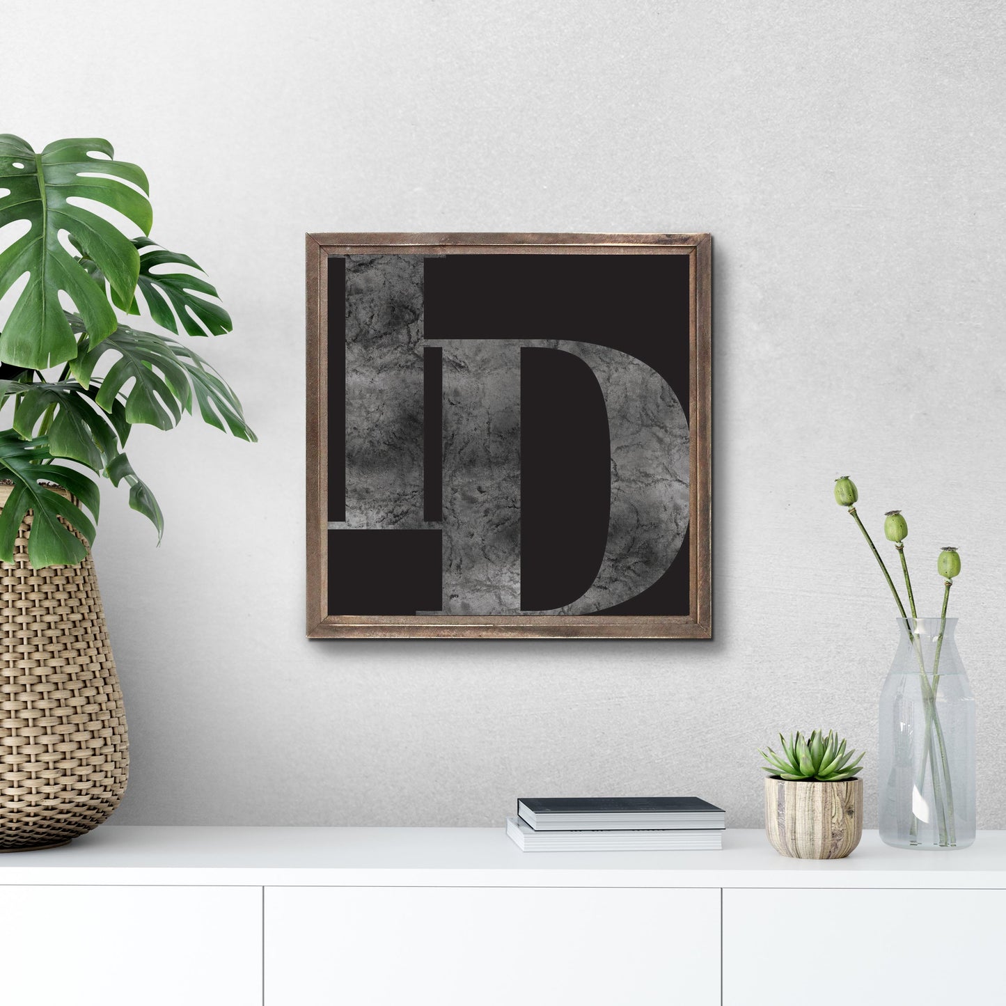 Minimalist B&W Idaho Black Initials | Wood Sign | Eaches | Min 1