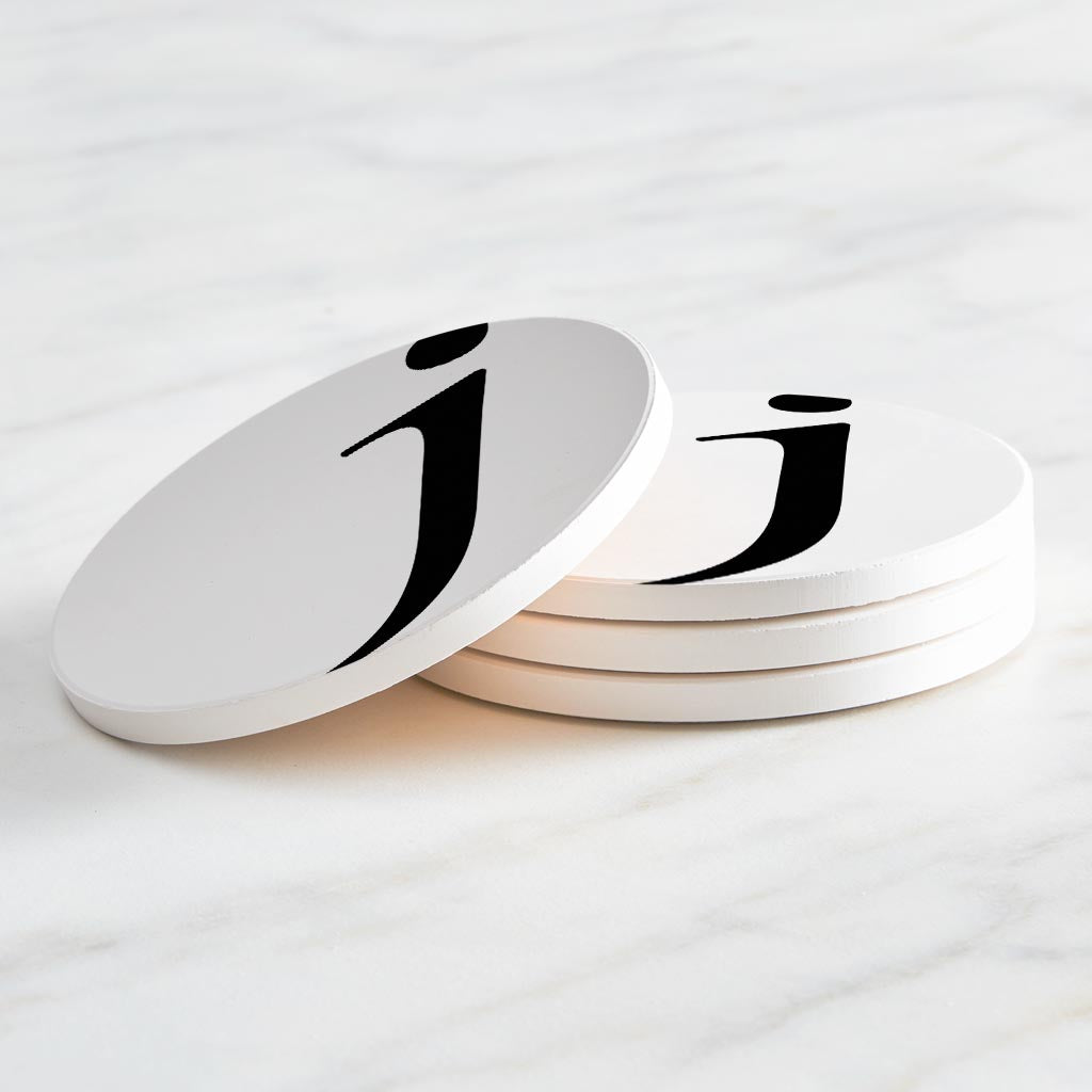 Minimalist Monogram J Circle | Absorbent Coasters | Set of 4 | Min 2