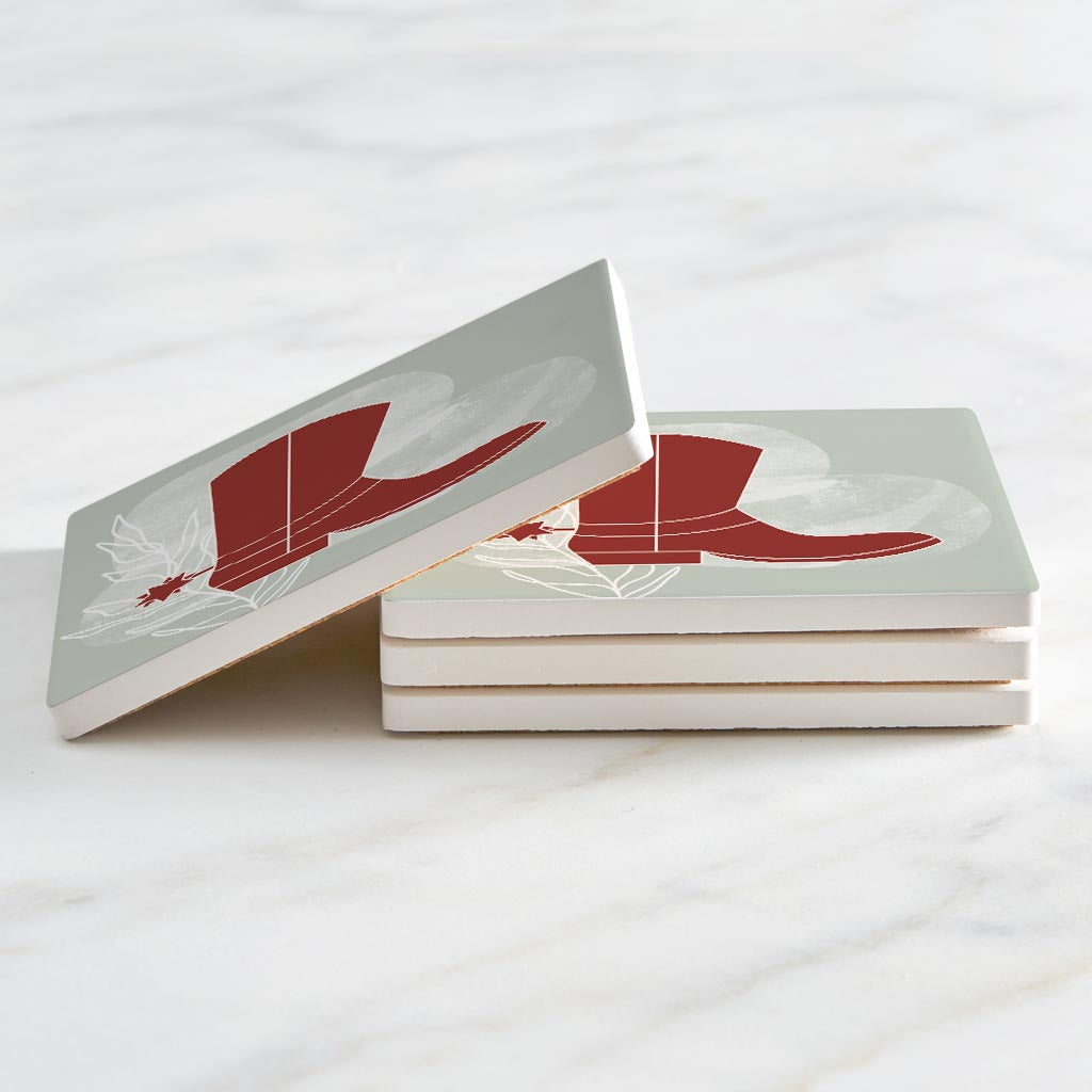 Modern Minimalist Oklahoma Boot | Absorbent Coasters | Set of 4 | Min 2