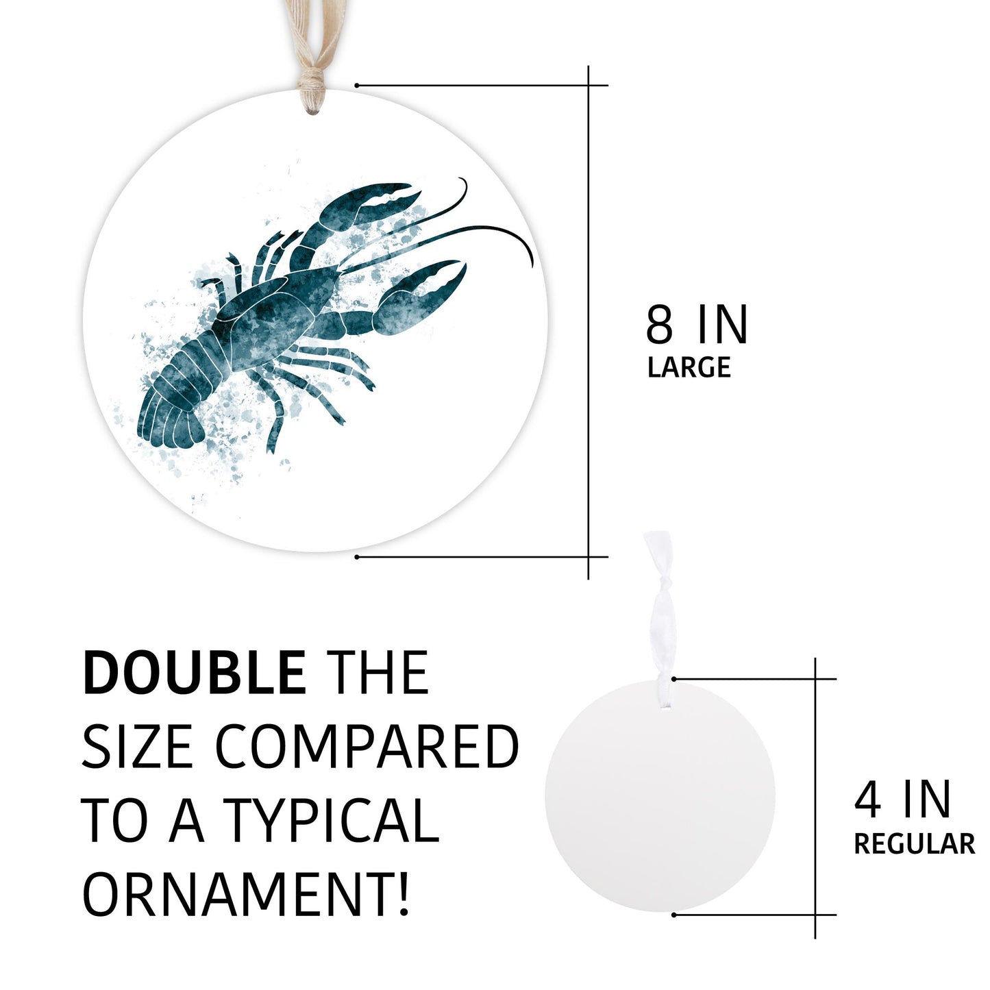 Blue White Water Color Crawfish | Wood Ornament | Eaches | Min 1