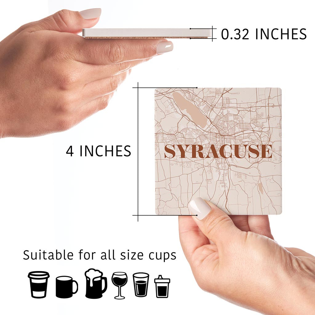 Modern Minimalist New York Syracuse State | Absorbent Coasters | Set of 4 | Min 2