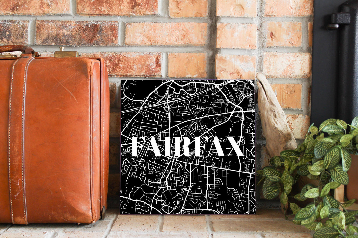 Minimalistic B&W Virginia Fairfax Map | Wood Sign | Eaches | Min 2