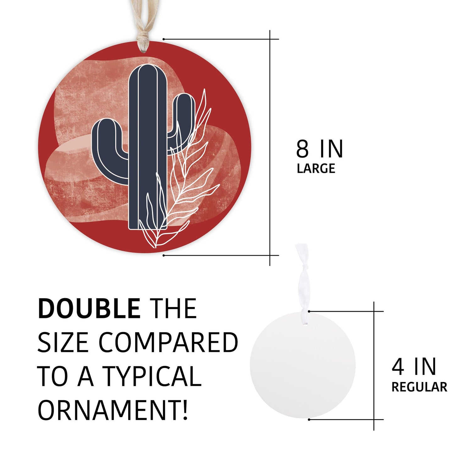 Modern Minimalist Texas Colors Cactus | Wood Ornament | Eaches | Min 1