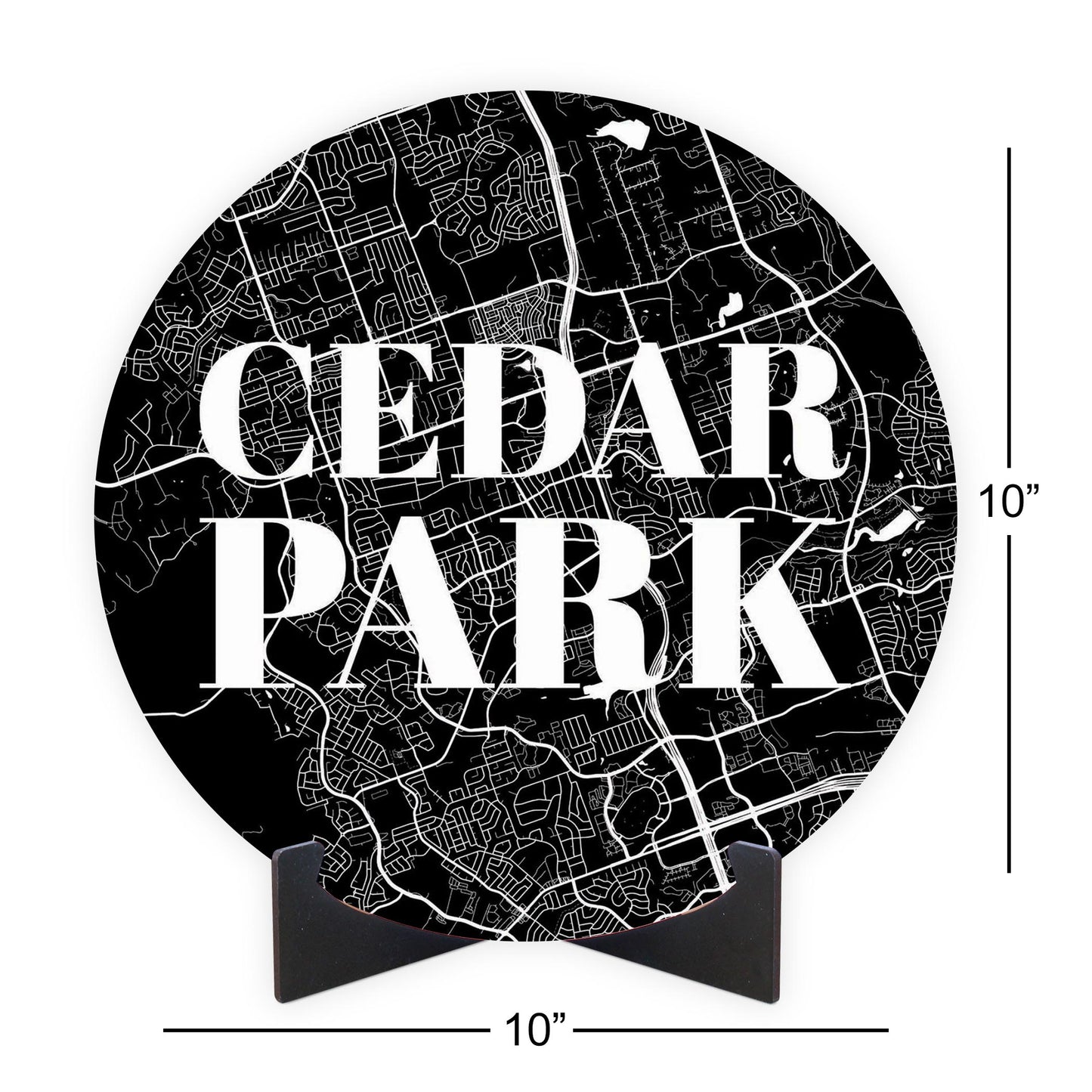 Minimalistic B&W Texas Cedar Park Map | Wood Sign | Eaches | Min 1