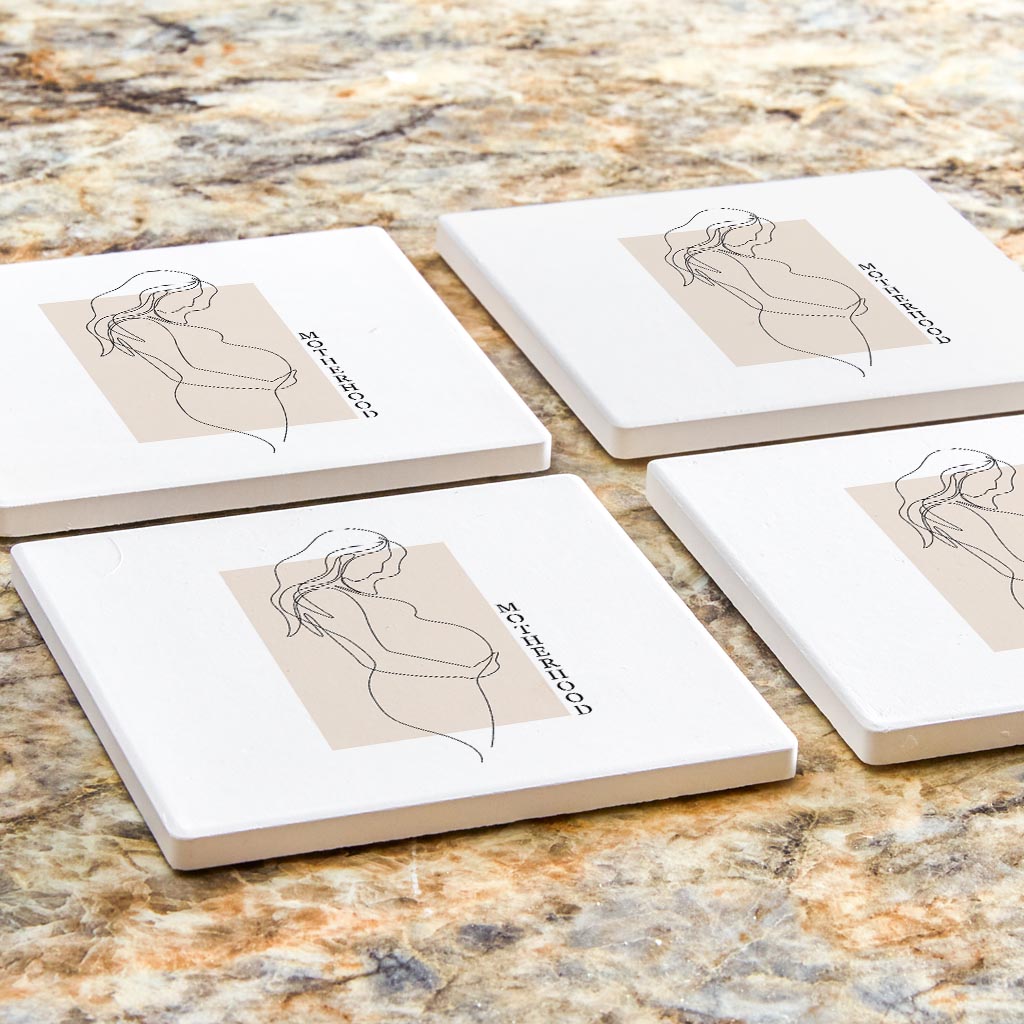 Modern Minimalist Mothers Day Pregnancy| Absorbent Coasters | Set of 4 | Min 2