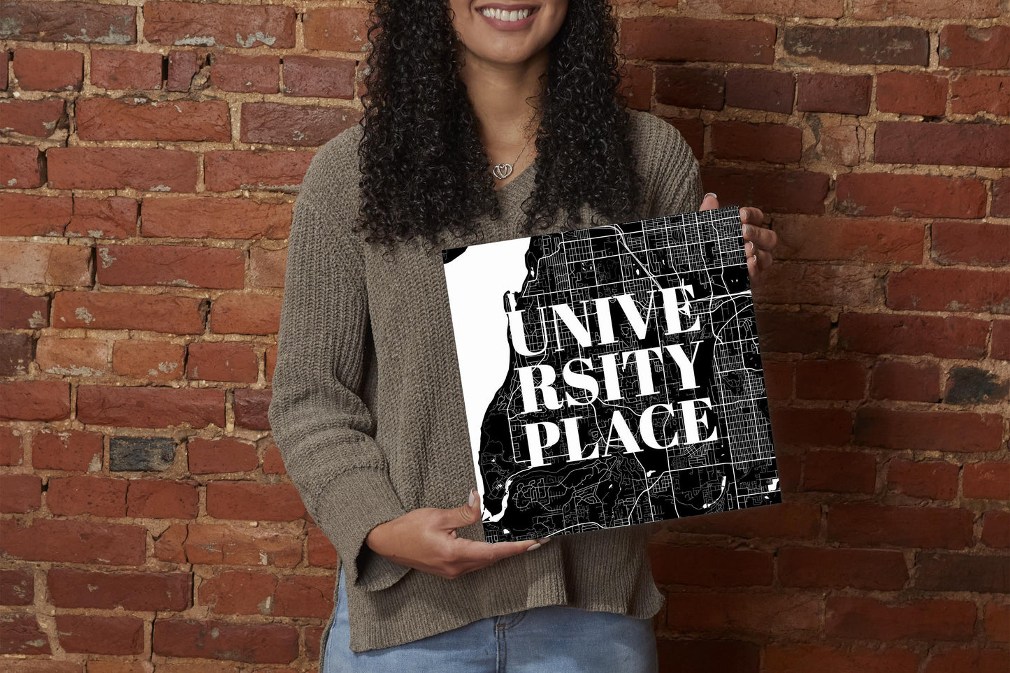 Minimalistic B&W Washington University Place Map | Wood Sign | Eaches | Min 2