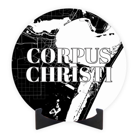 Minimalistic B&W Texas Corpus Christi Map | Wood Sign | Eaches | Min 1