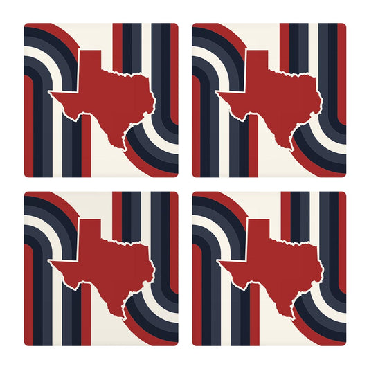 Modern Minimalist Texas Colors Retro Shape | Absorbent Coasters | Set of 4 | Min 2