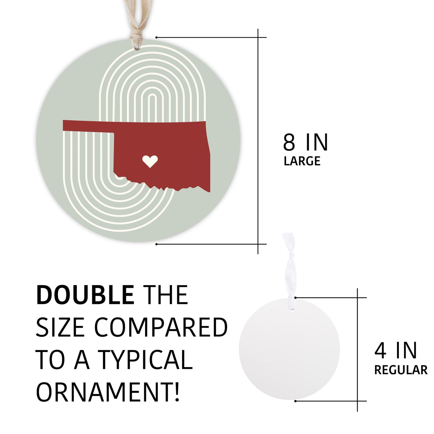 Modern Minimalist Oklahoma Chickasha Heart | Wood Ornament | Eaches | Min 1