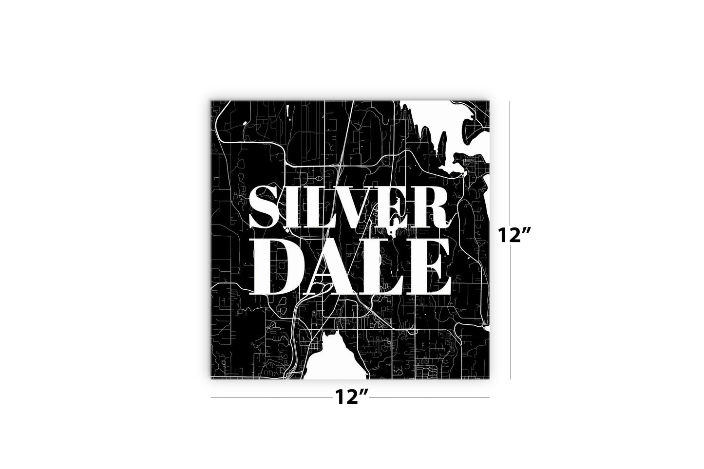 Minimalistic B&W Washington Silverdale Map | Wood Sign | Eaches | Min 2