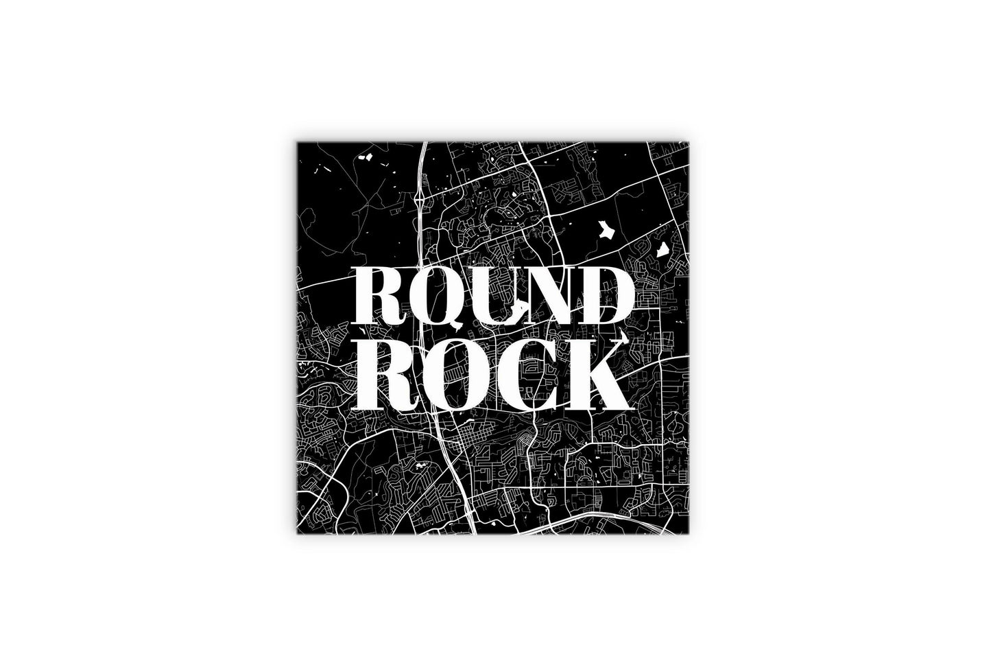 Minimalistic B&W Texas Round Rock Map | Wood Sign | Eaches | Min 2