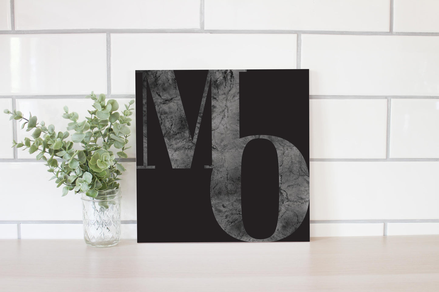 Minimalist B&W Missouri Black Initials | Wood Sign | Eaches | Min 2