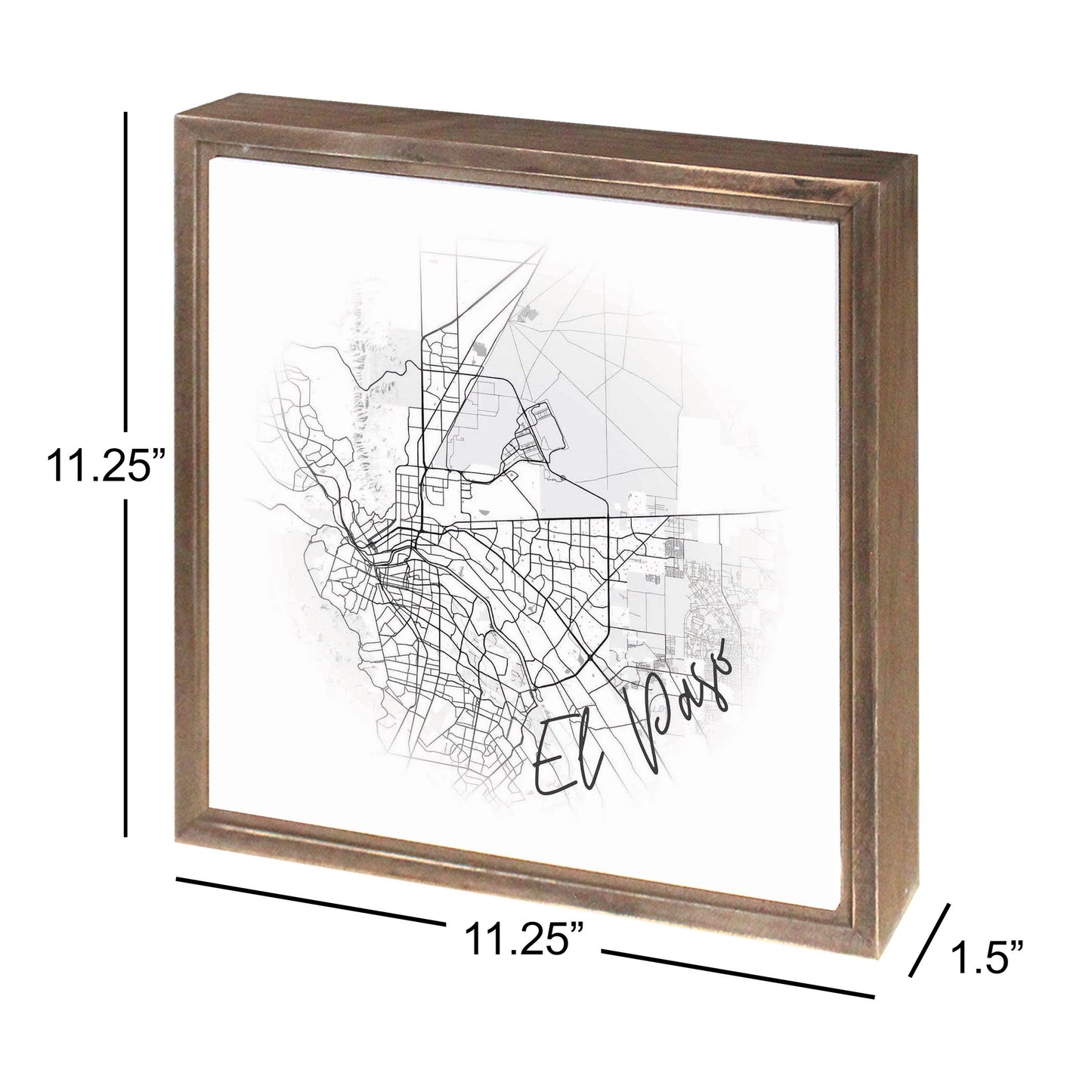 Minimalistic B&W Texas El Paso Circle Map | Wood Sign | Eaches | Min 1