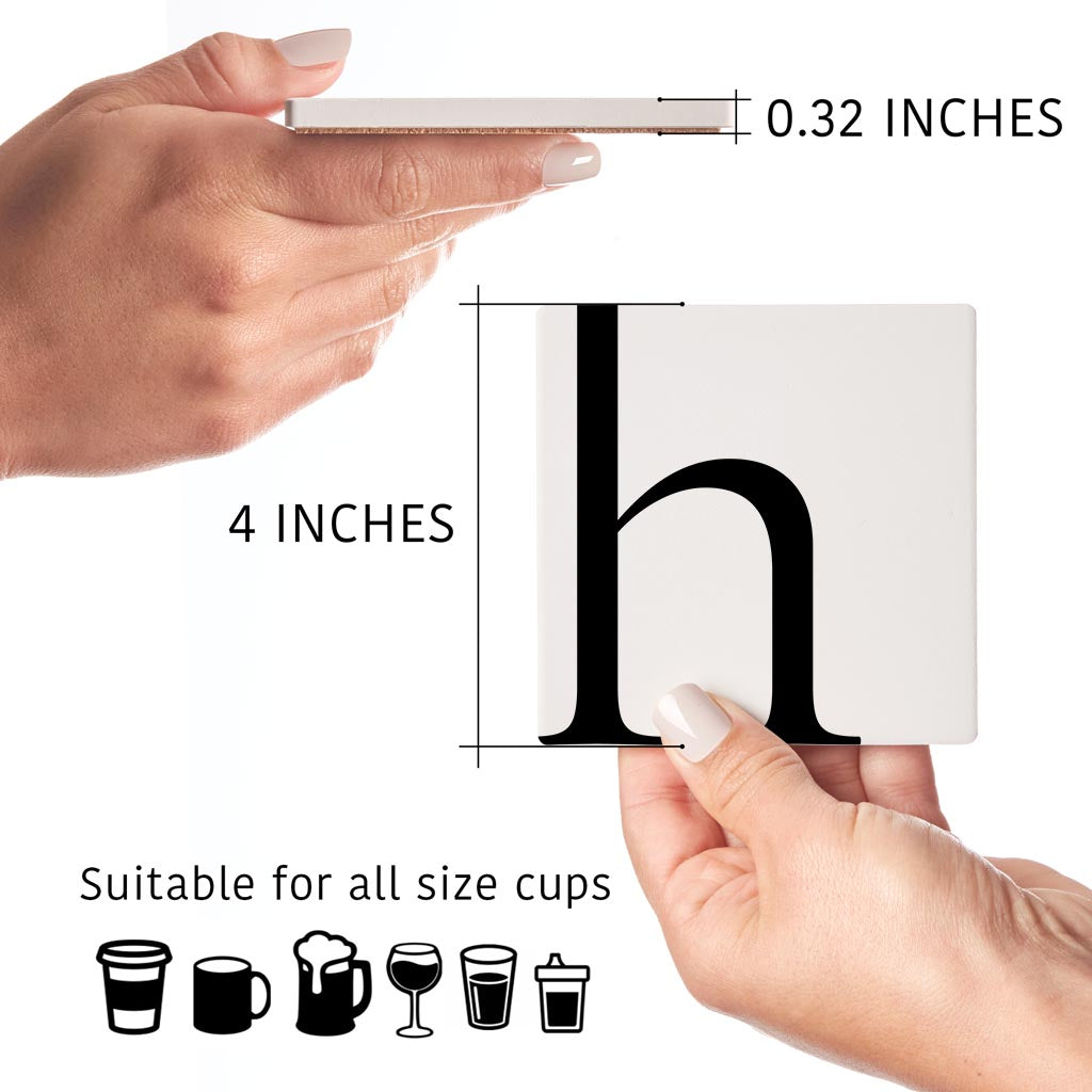 Minimal Monogram H | Absorbent Coasters | Set of 4 | Min 2