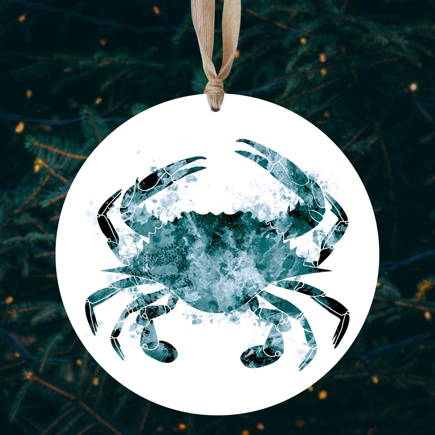 Blue White Water Color Blue Crab | Wood Ornament | Eaches | Min 1