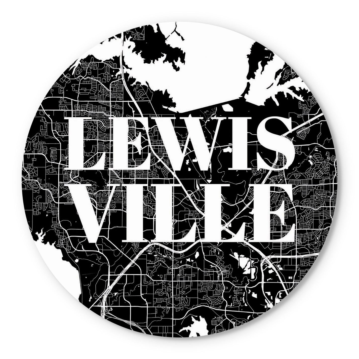 Minimalistic B&W Texas Lewisville Map | Wood Sign | Eaches | Min 1