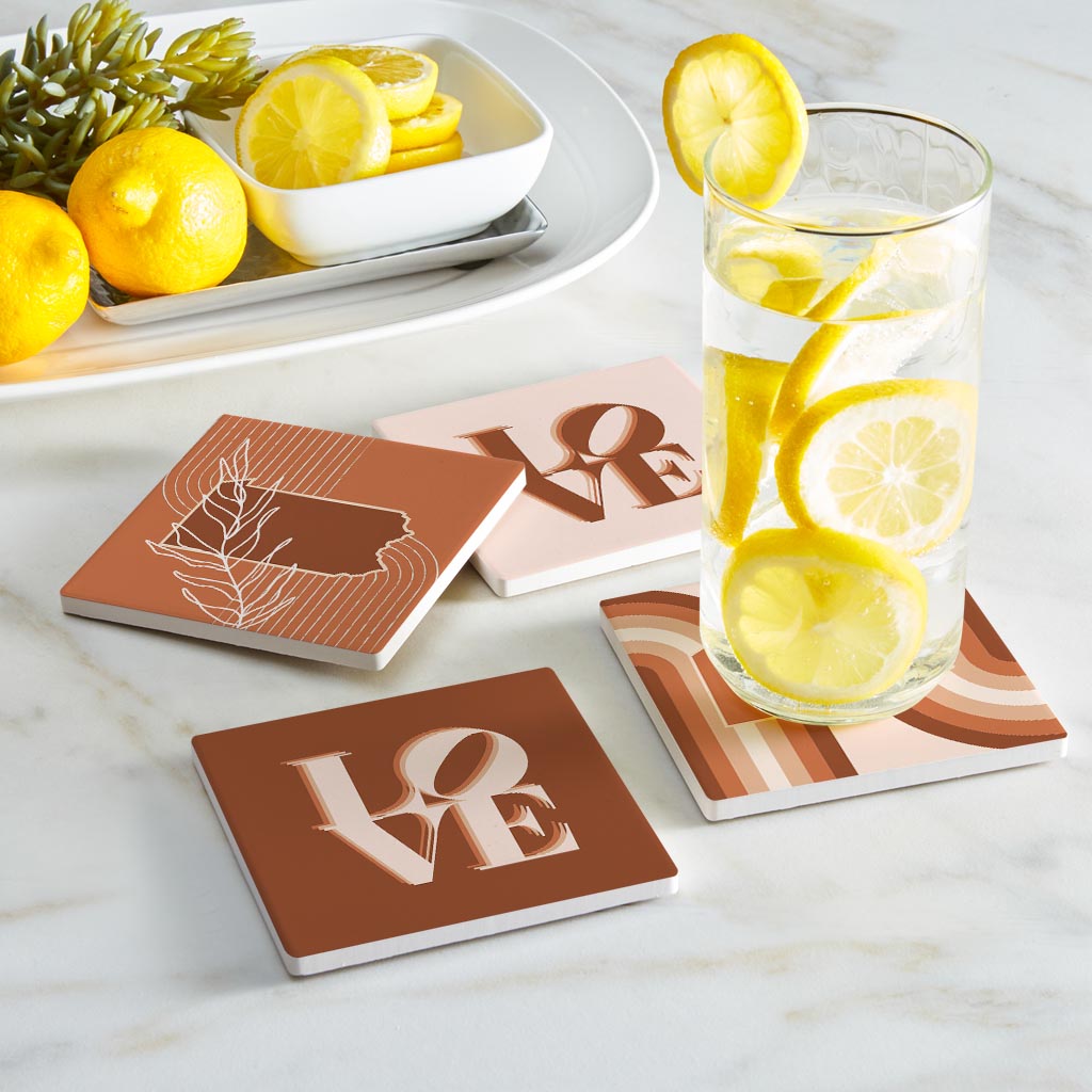 Modern Minimalist Pennsylvania State Love | Absorbent Coasters | Set of 4 | Min 2