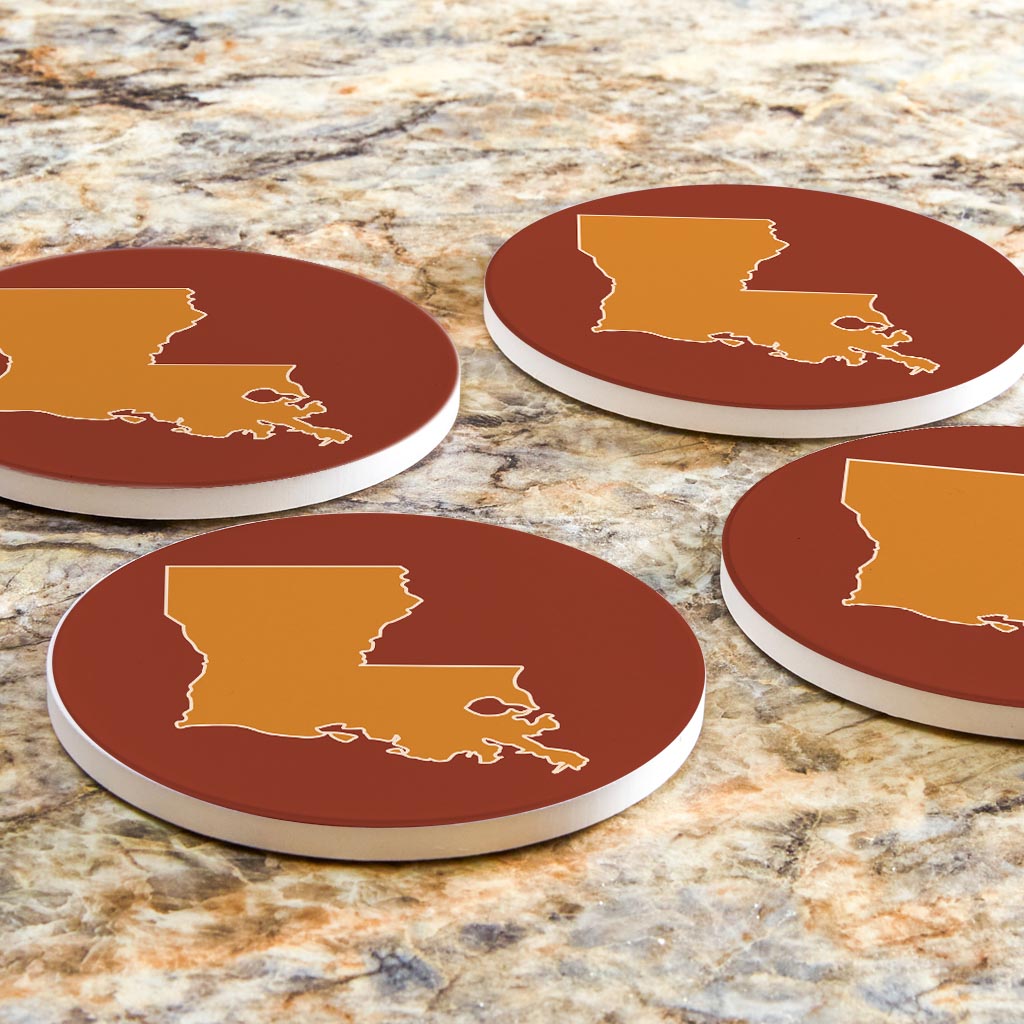 Louisiana Colorful State Shape| Absorbent Coasters | Set of 4 | Min 2