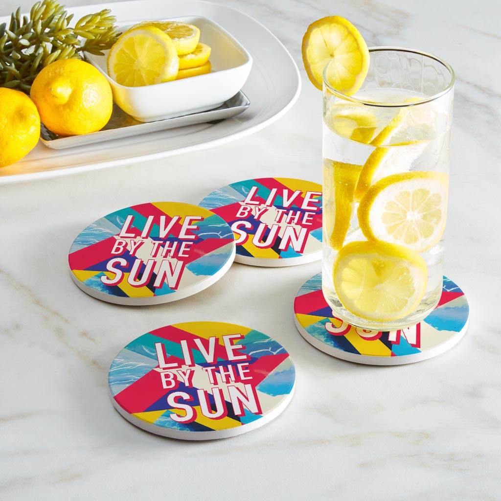 Live By The Sun | Absorbent Coasters | Set of 4 | Min 2