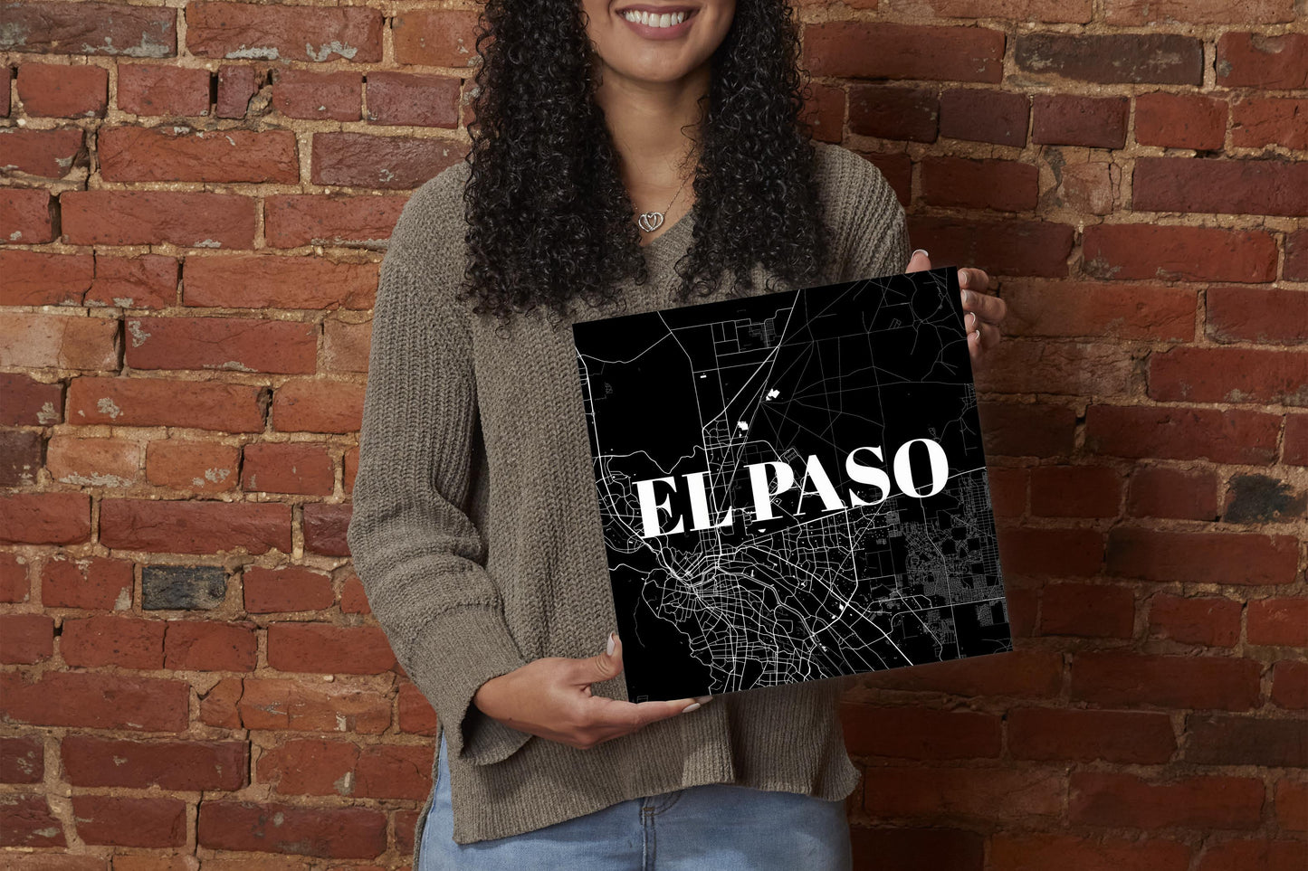 Minimalistic B&W Texas El Paso Map | Wood Sign | Eaches | Min 2