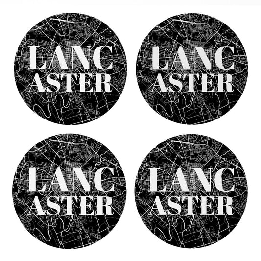 Minimalistic B&W Pennsylvania Lancaster Map | Absorbent Coasters | Set of 4 | Min 2