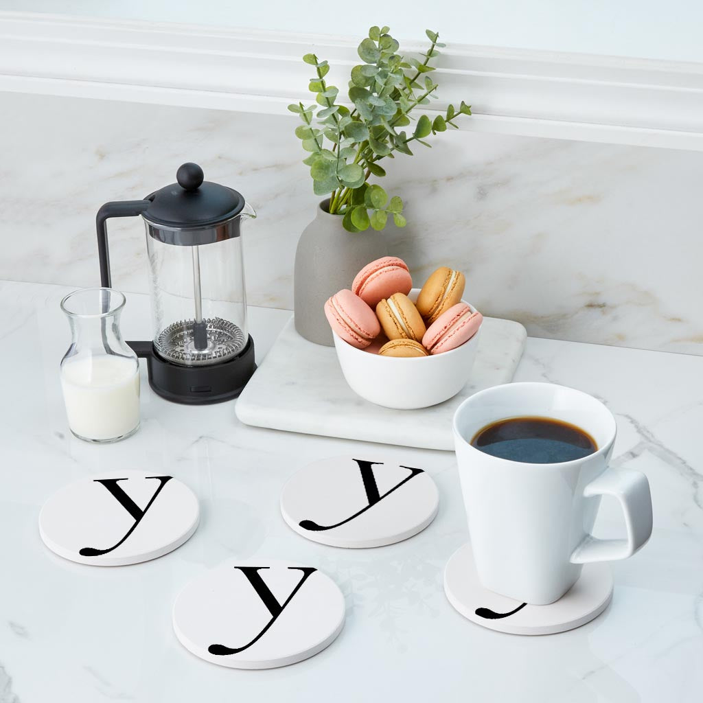 Minimalist Monogram Y Circle | Absorbent Coasters | Set of 4 | Min 2