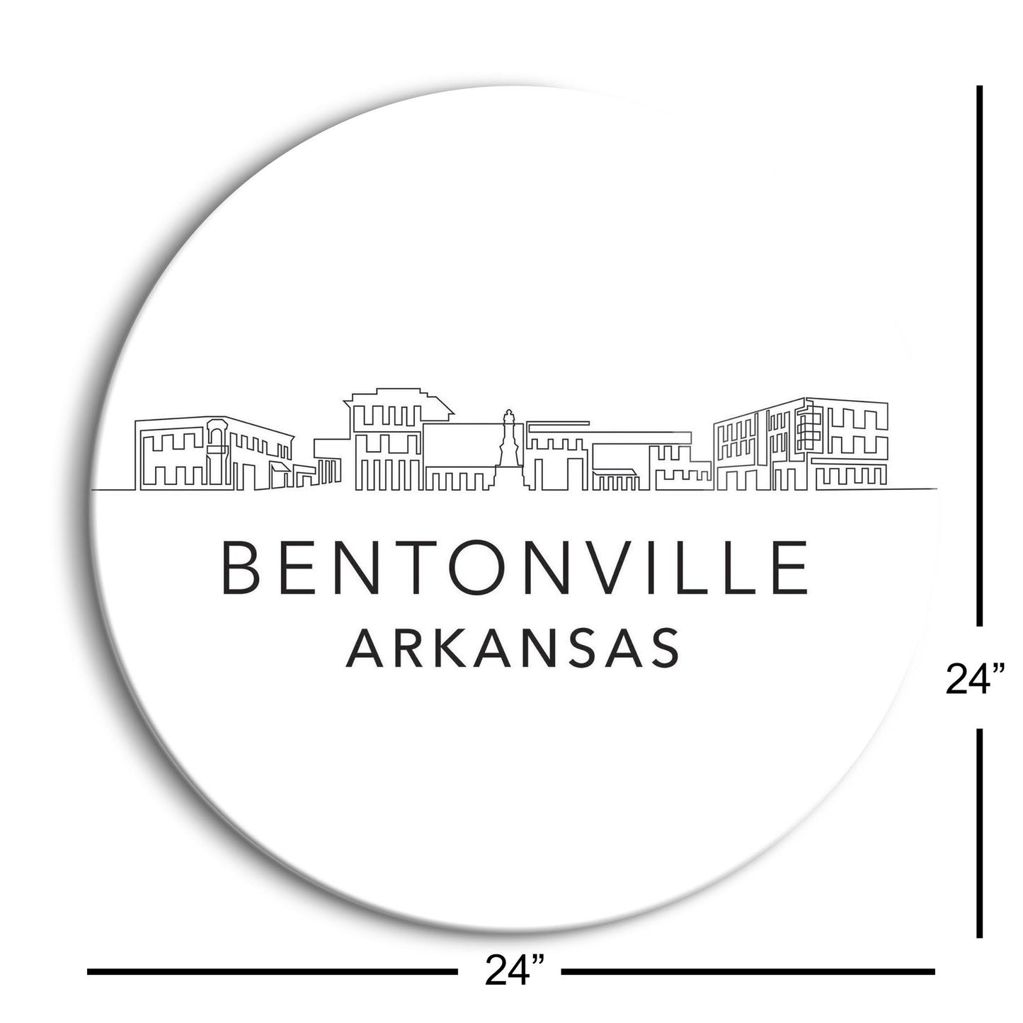 Minimalist B&W Arkansas Bentonville Skyline | Hi-Def Glass Art | Eaches | Min 1