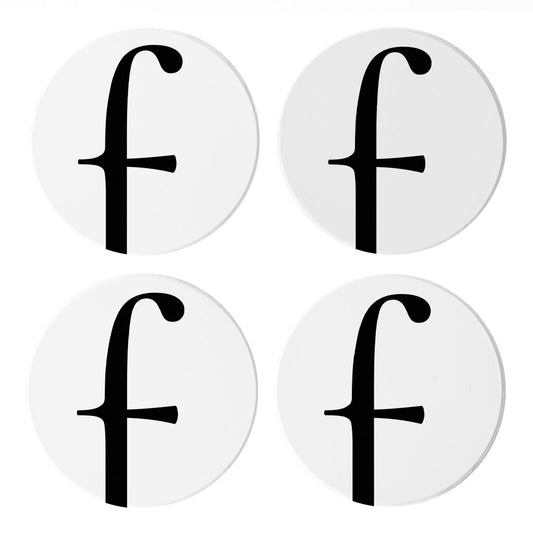 Minimalist Monogram F Circle | Absorbent Coasters | Set of 4 | Min 2