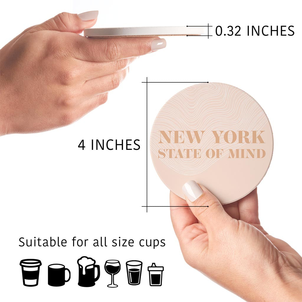 Modern Minimalist New York State Of Mind | Absorbent Coasters | Set of 4 | Min 2