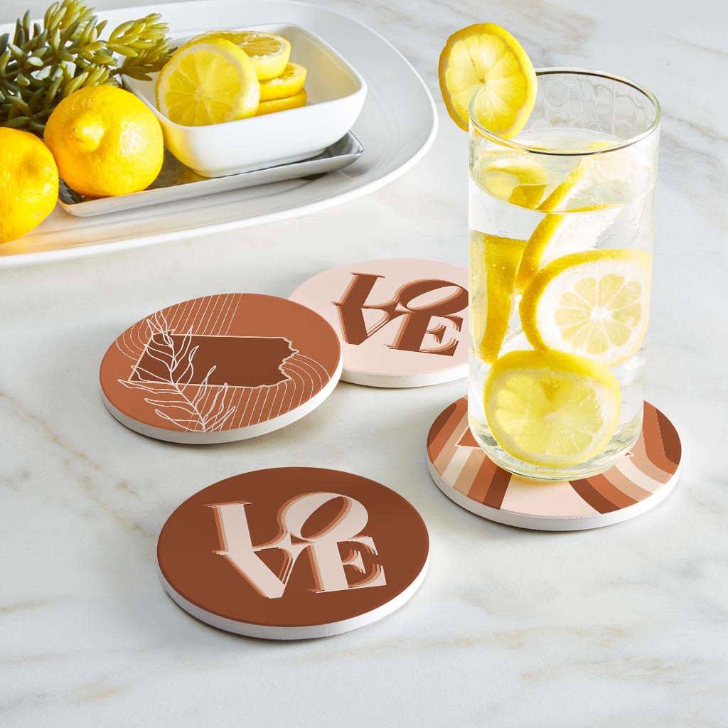 Modern Minimalist Pennsylvania State Love| Absorbent Coasters | Set of 4 | Min 2